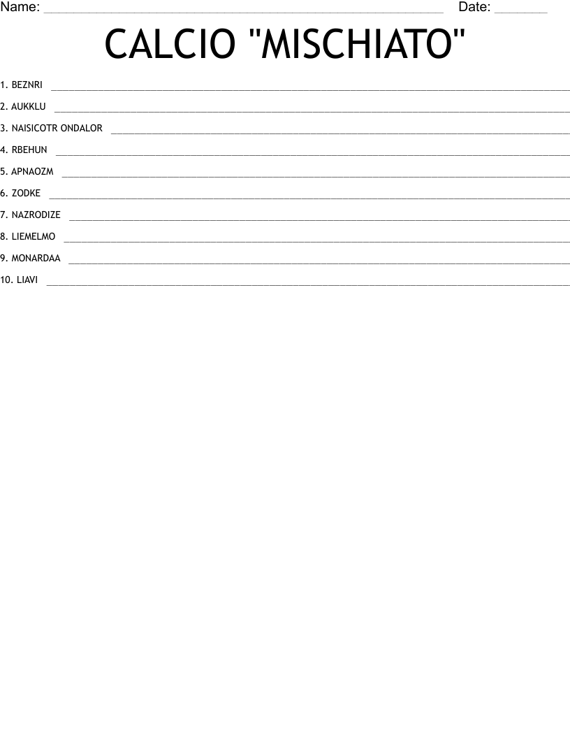 CALCIO "MISCHIATO" Word Scramble