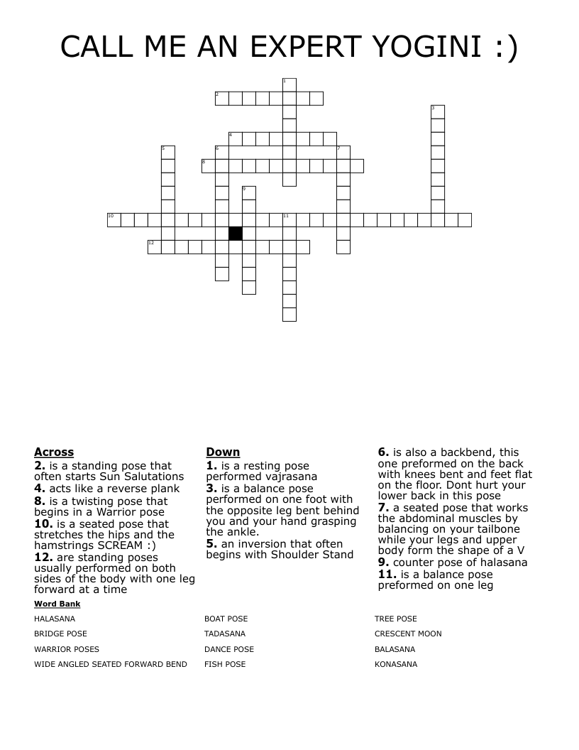 CALL ME AN EXPERT YOGINI :) Crossword