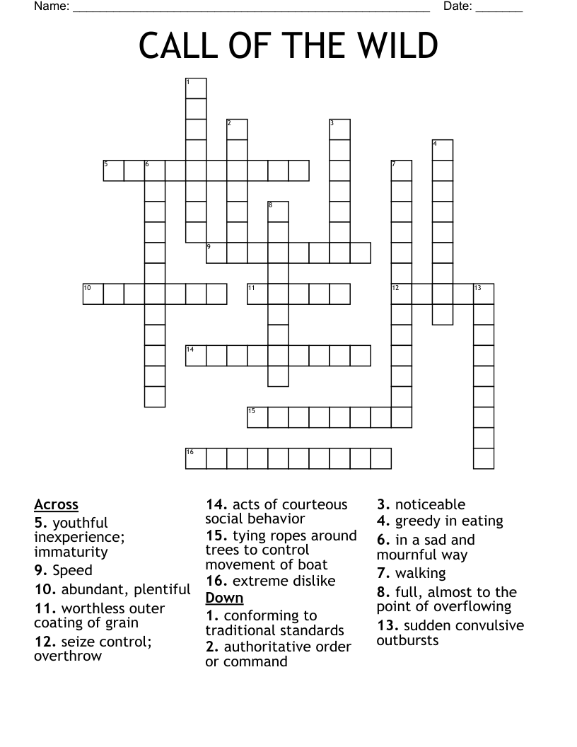 CALL OF THE WILD Crossword