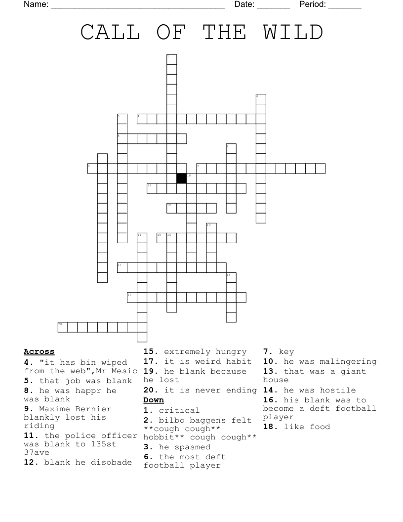 CALL OF THE WILD  Crossword