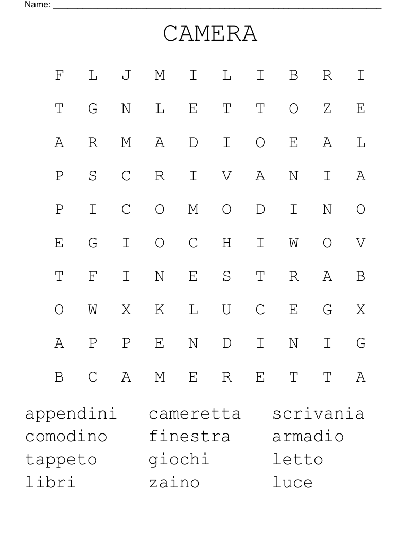 CAMERA Word Search