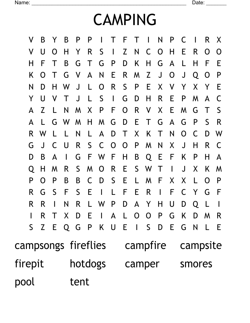 CAMPING Word Search