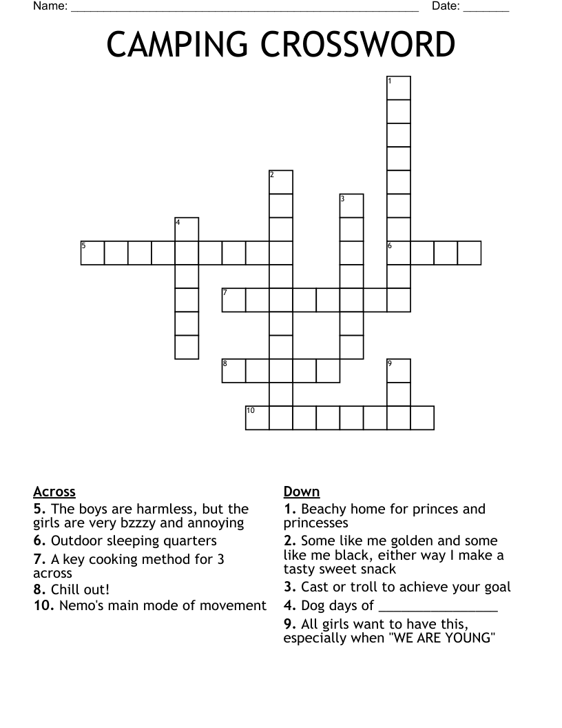 CAMPING CROSSWORD
