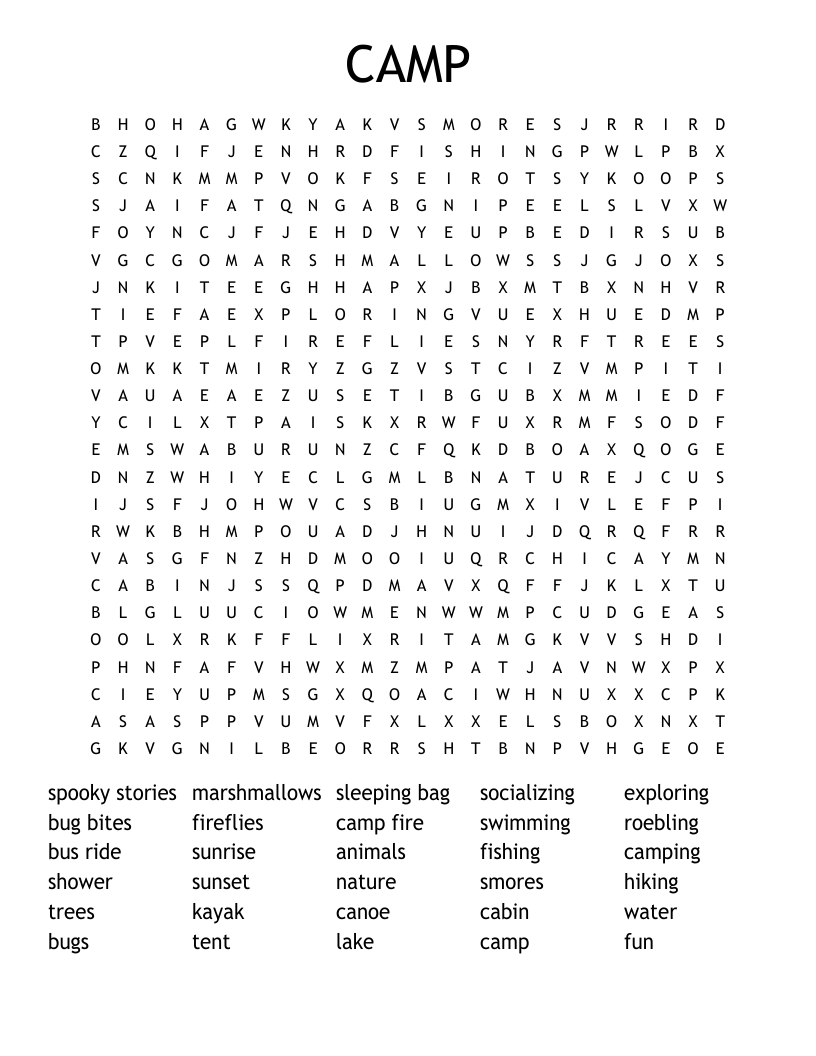 CAMP Word Search