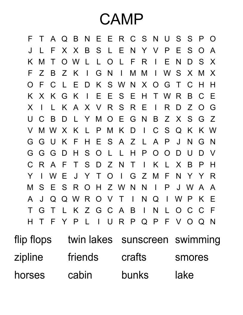 CAMP Word Search
