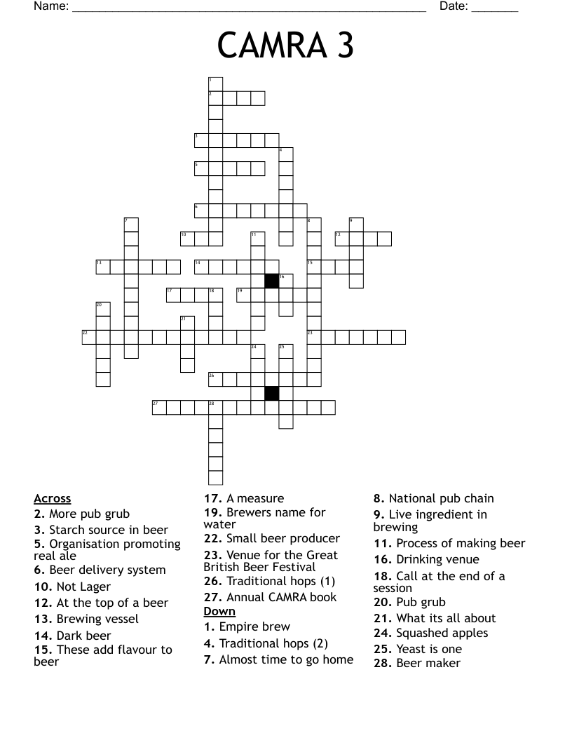 CAMRA 3 Crossword