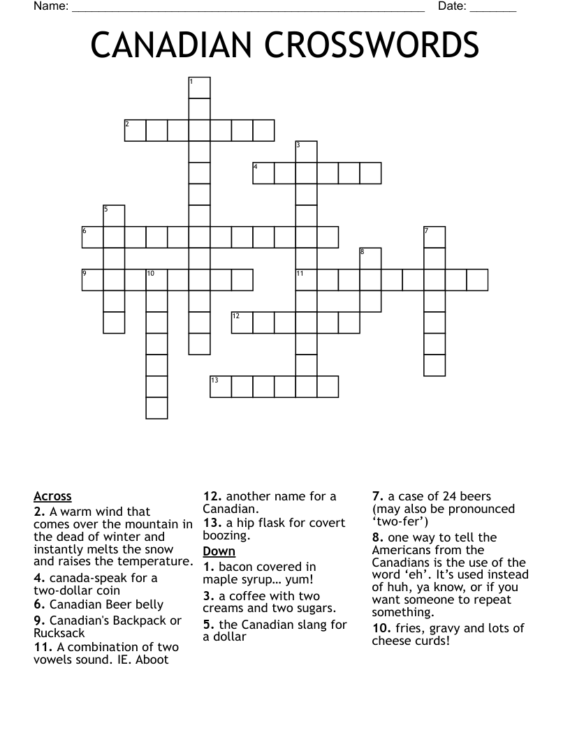 CANADIAN CROSSWORDS