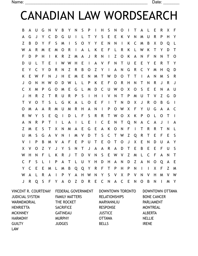 CANADIAN LAW WORDSEARCH