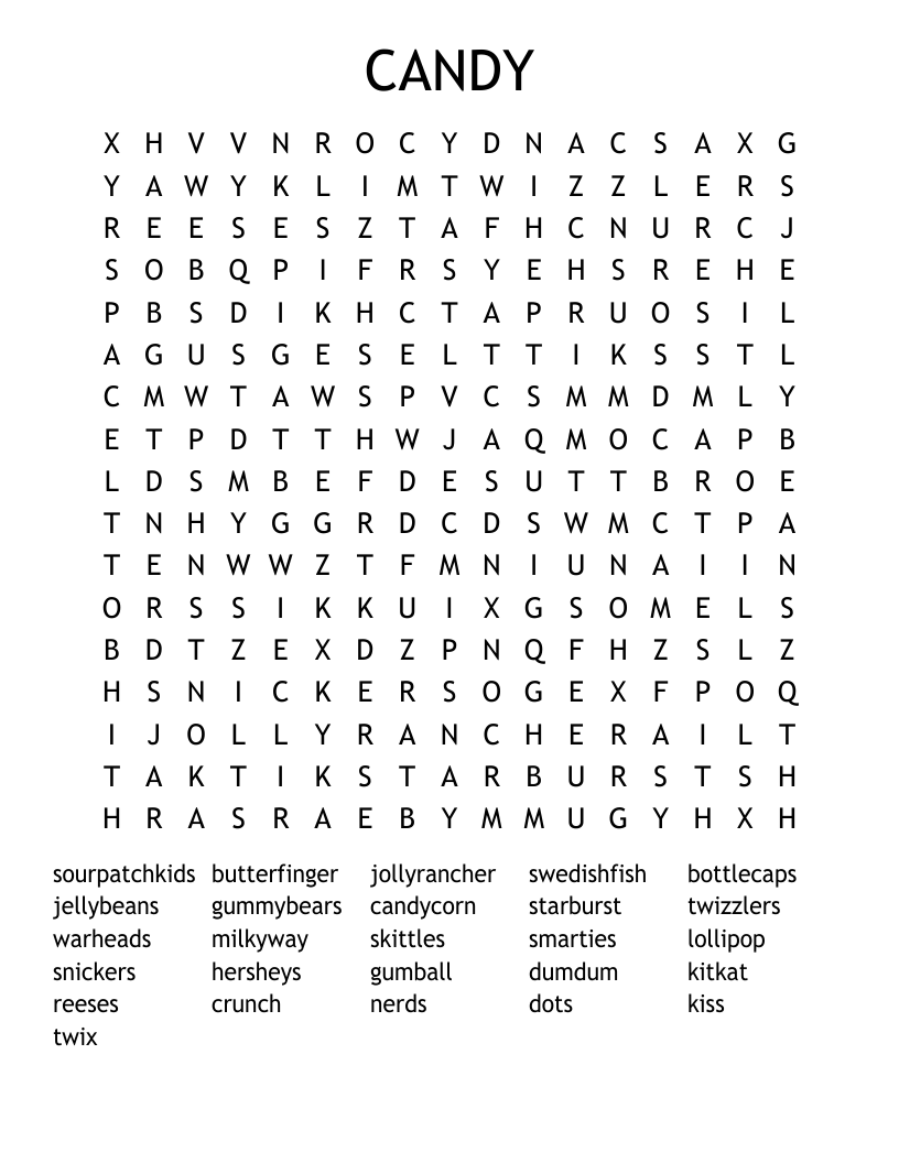 CANDY Word Search