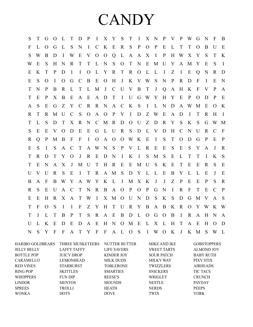 CANDY Word Search