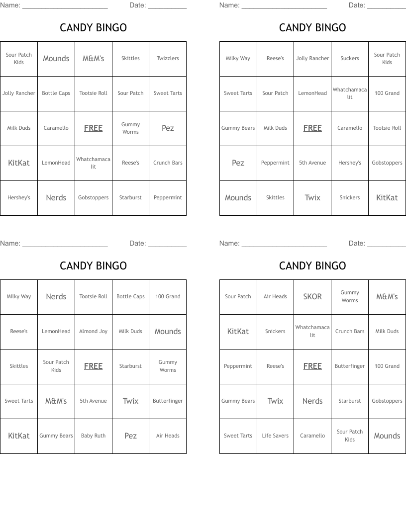 CANDY BINGO