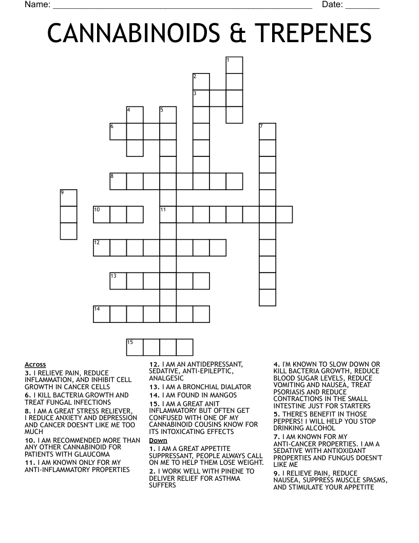 CANNABINOIDS & TREPENES Crossword