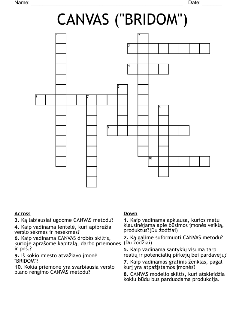 CANVAS ("BRIDOM") Crossword