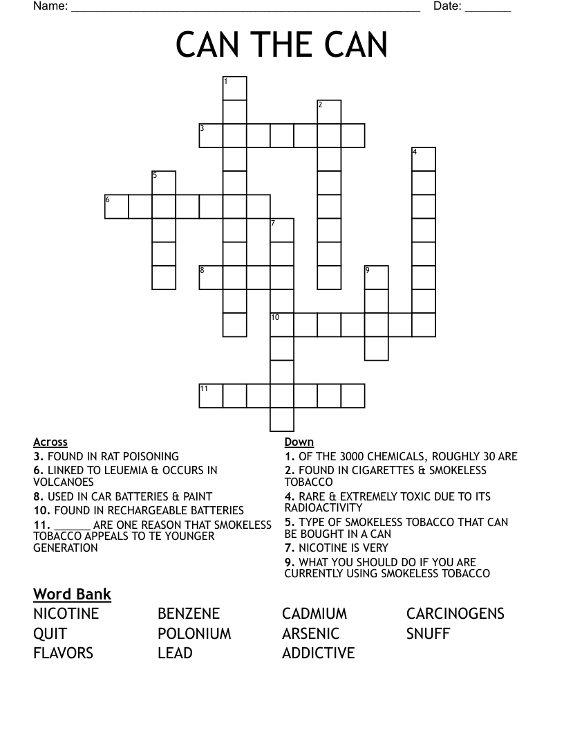CAN THE CAN Crossword