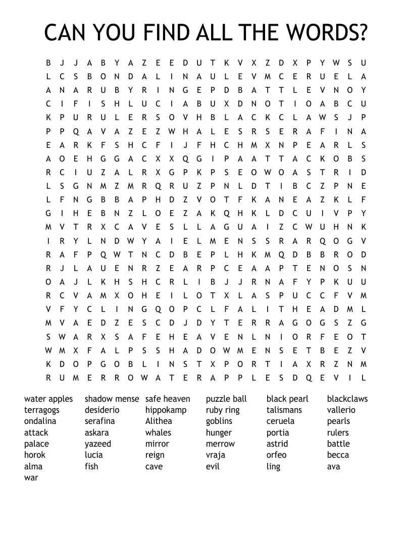 CAN YOU FIND ALL THE WORDS? Word Search