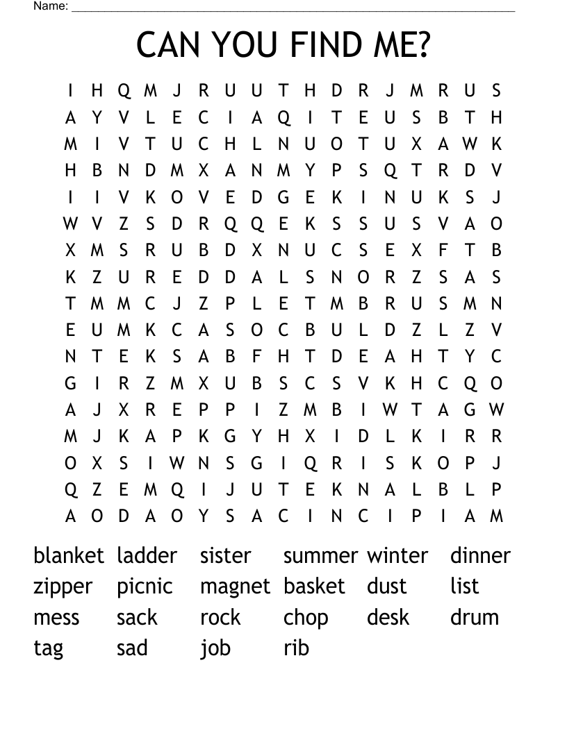 CAN YOU FIND ME? Word Search