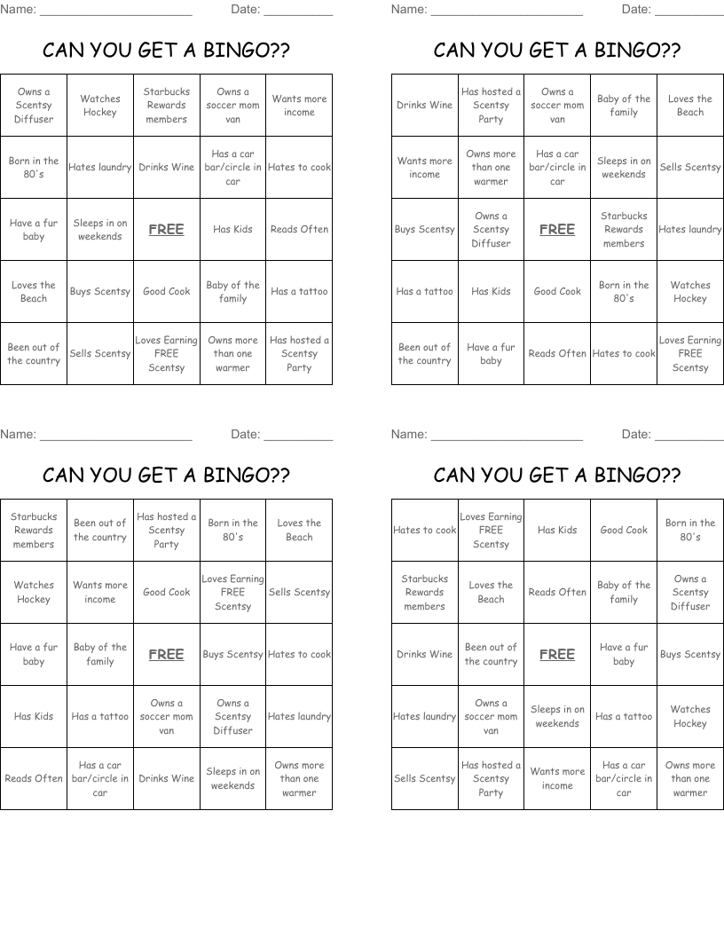 CAN YOU GET A BINGO??