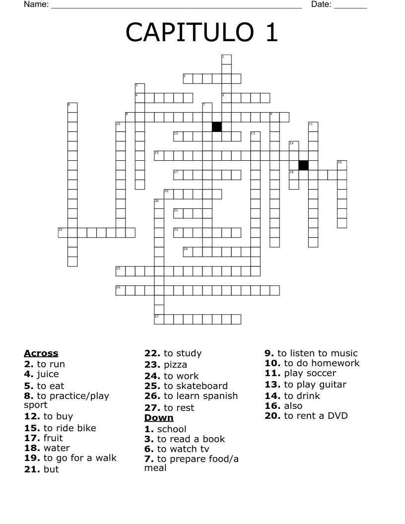 CAPITULO 1  Crossword