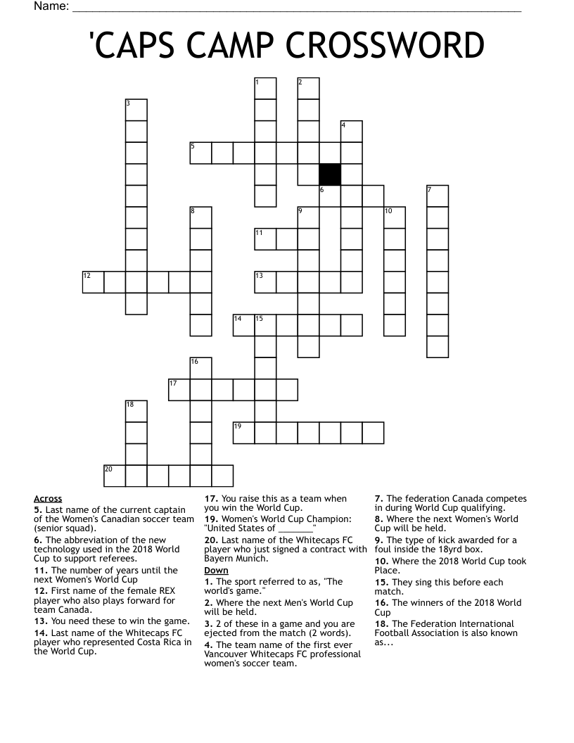 'CAPS CAMP CROSSWORD