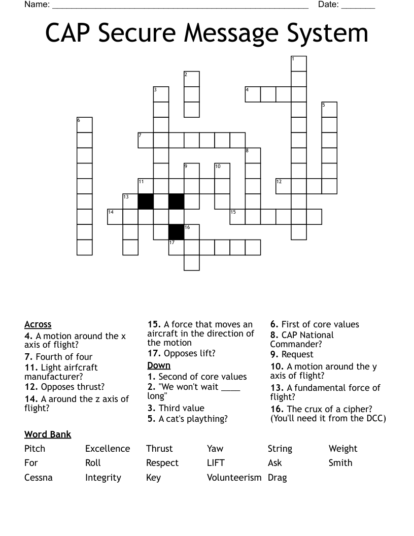 CAP Secure Message System Crossword