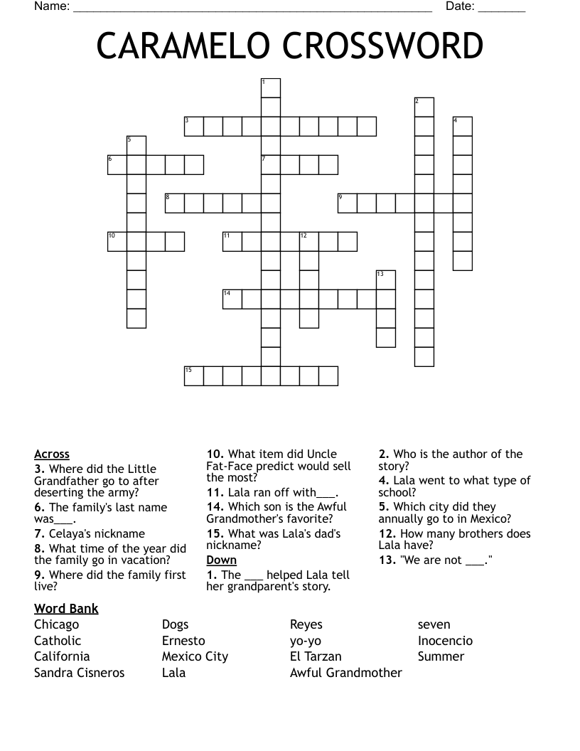 CARAMELO CROSSWORD