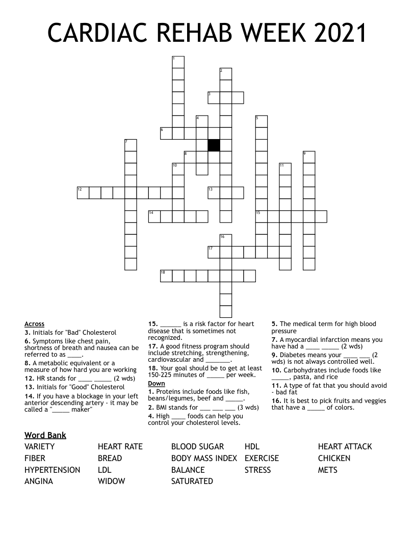 CARDIAC REHAB WEEK 2021 Crossword