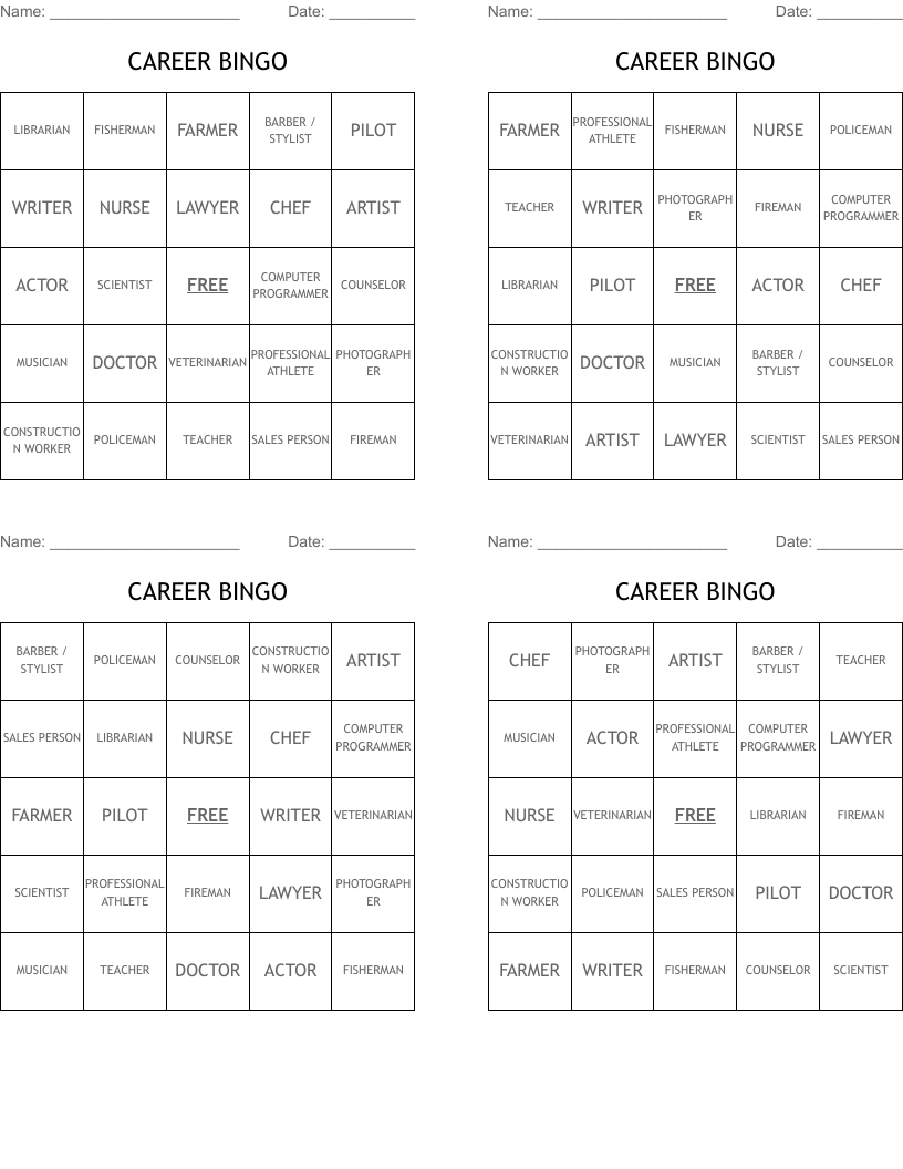 CAREER BINGO