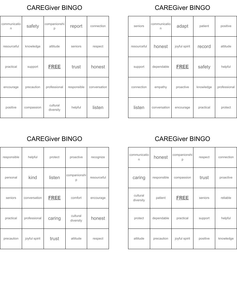 CAREGiver BINGO