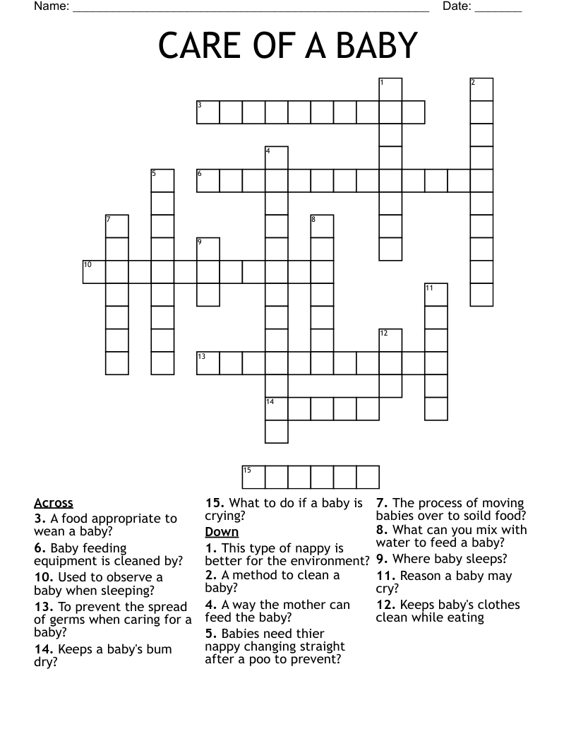CARE OF A BABY  Crossword
