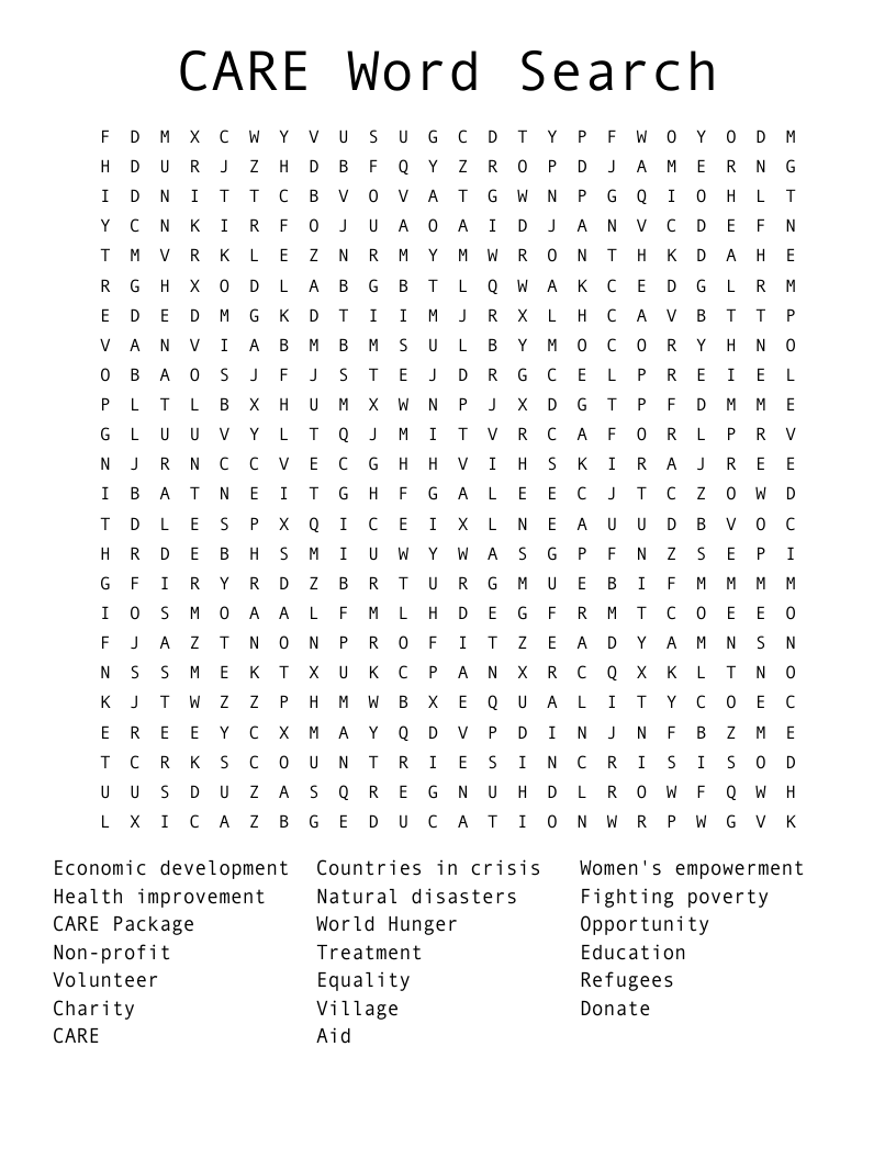 CARE Word Search