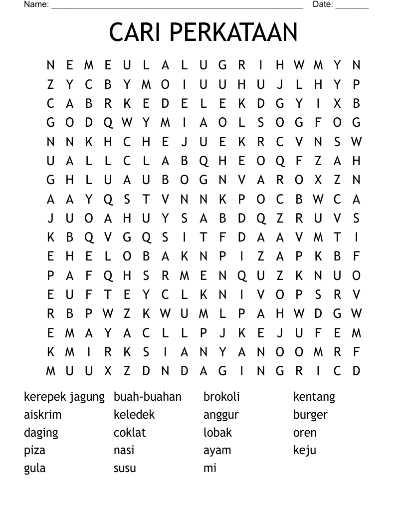 CARI PERKATAAN  Word Search