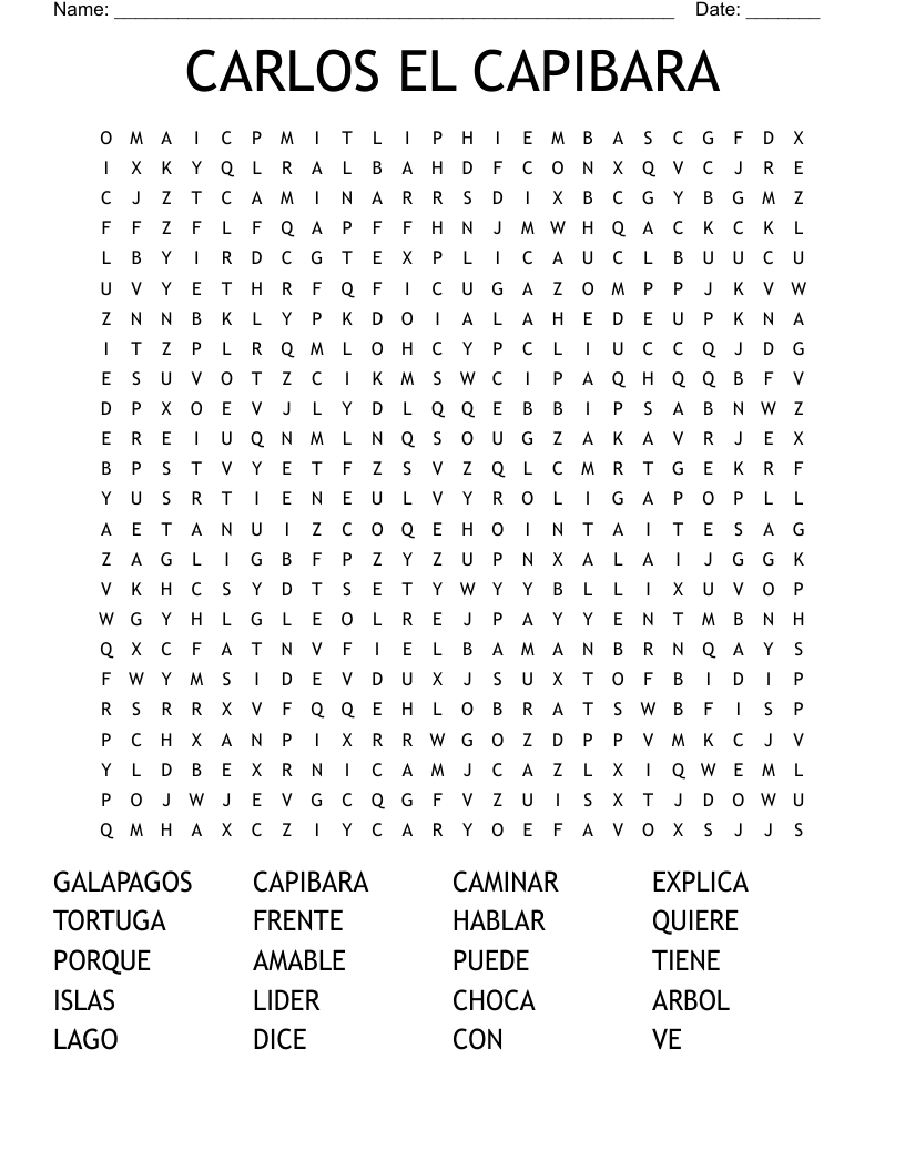 CARLOS EL CAPIBARA Word Search