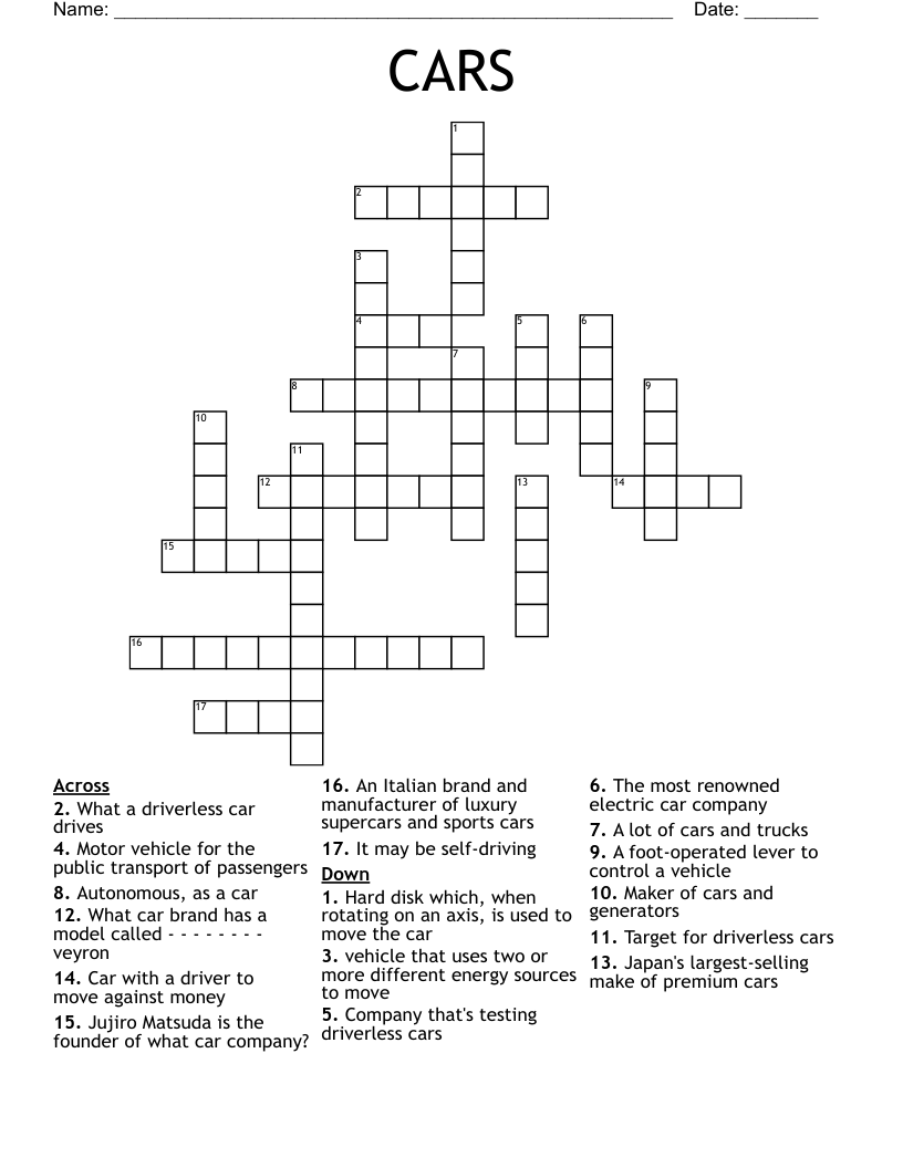 CARS Crossword