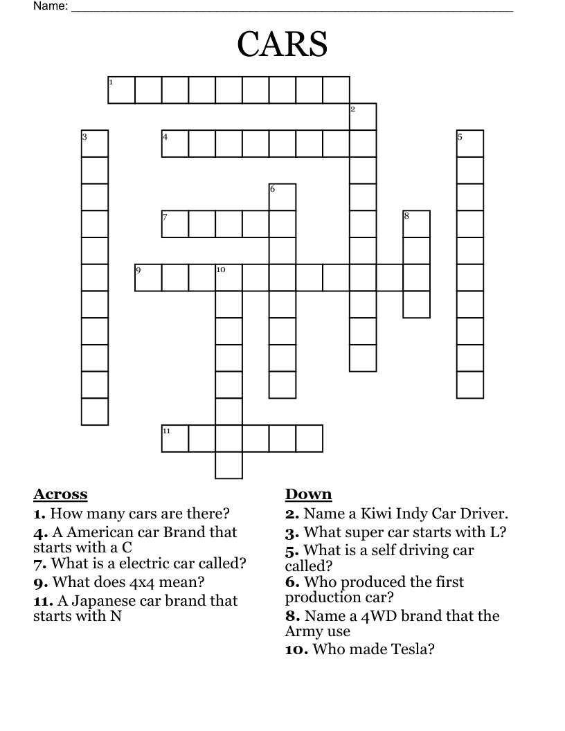 CARS Crossword