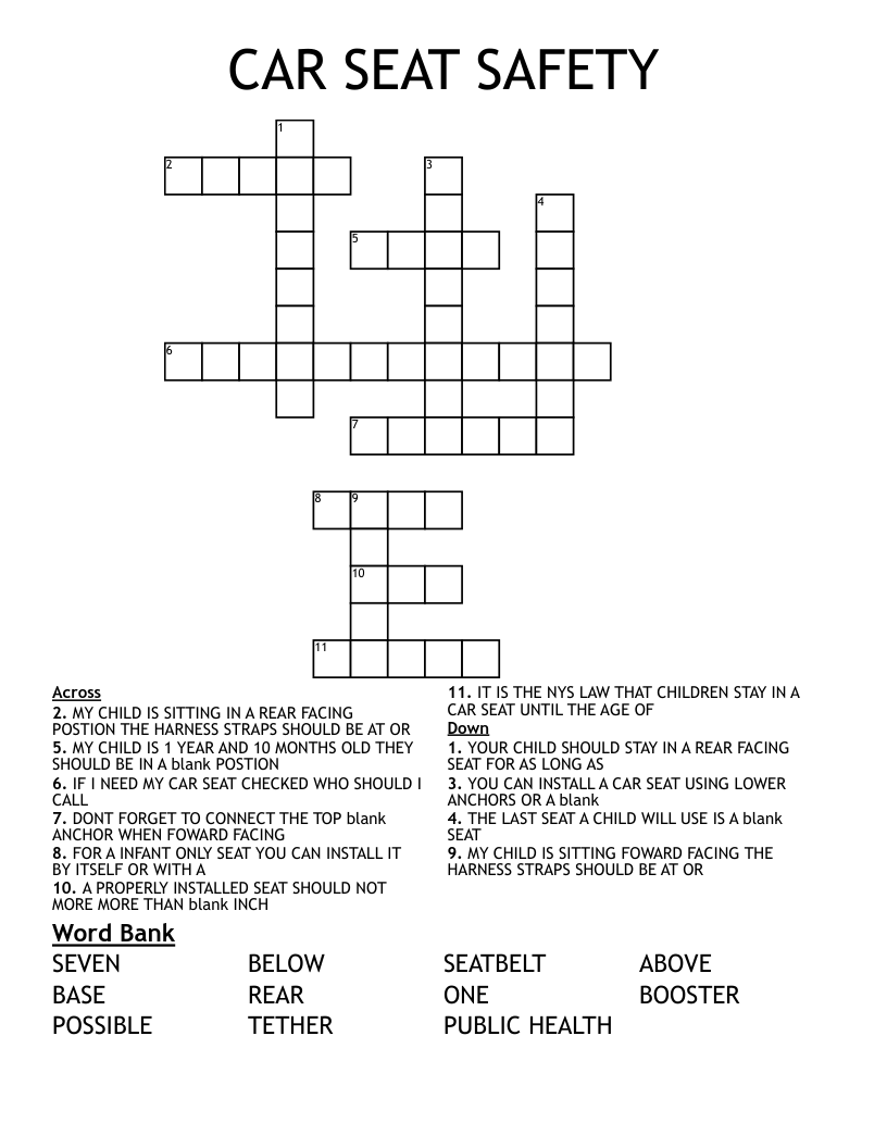 CAR SEAT SAFETY Crossword