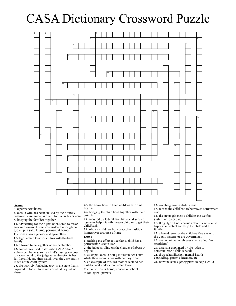 CASA Dictionary Crossword Puzzle 