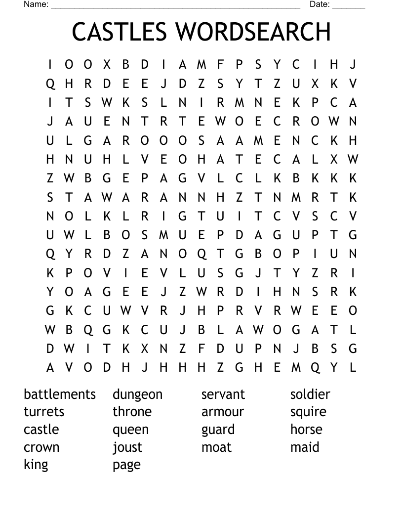 CASTLES WORDSEARCH