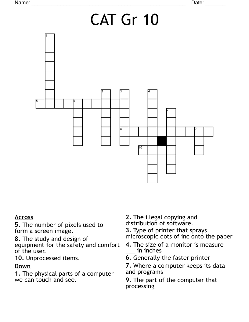 CAT Gr 10 Crossword