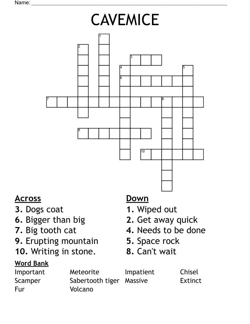 CAVEMICE Crossword