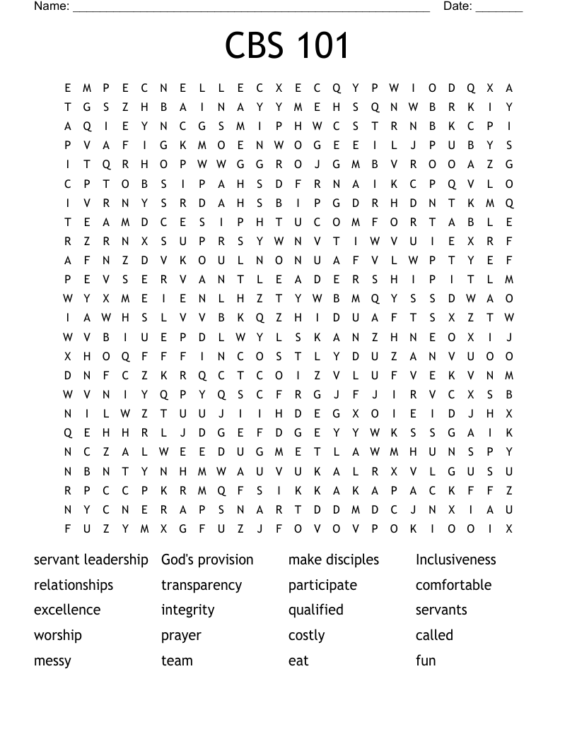 CBS 101 Word Search
