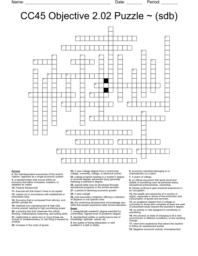 CC45 Objective 2.02 Puzzle ~ (sdb) Crossword