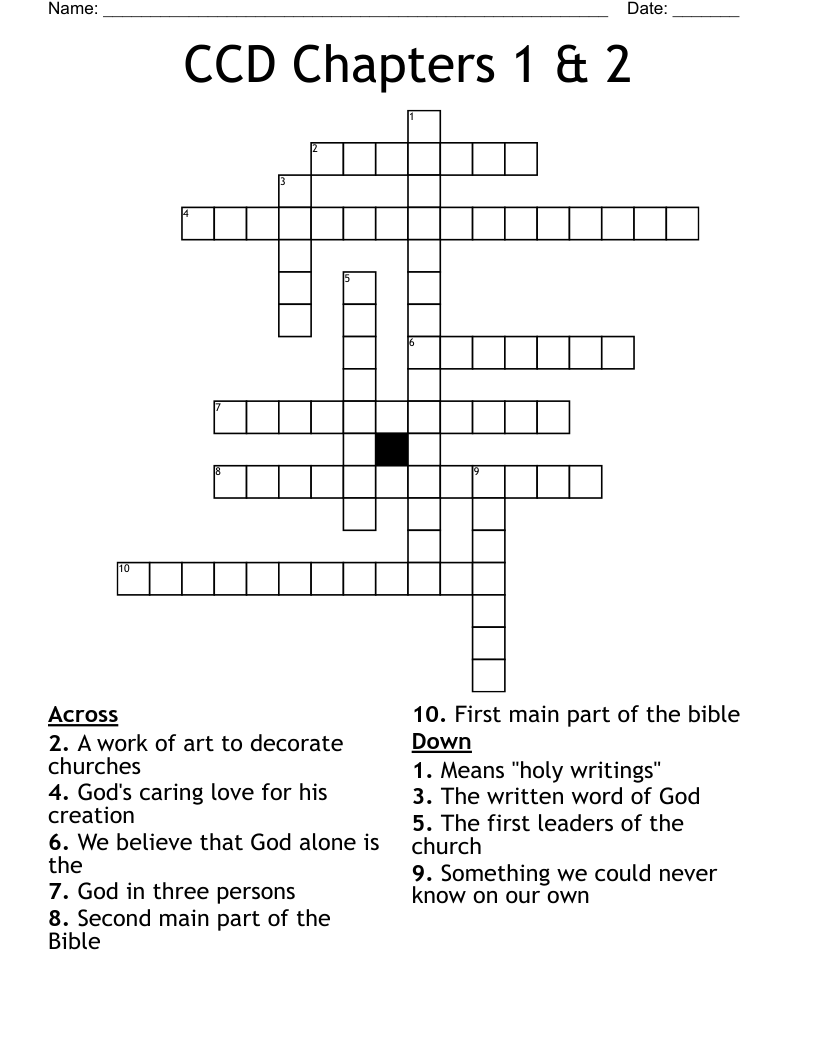 CCD Chapters 1 & 2 Crossword