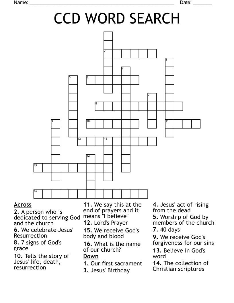 CCD WORD SEARCH Crossword