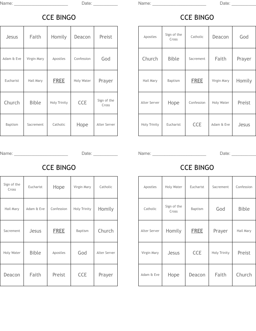 CCE BINGO