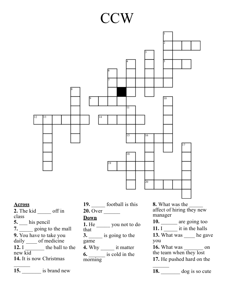 CCW Crossword