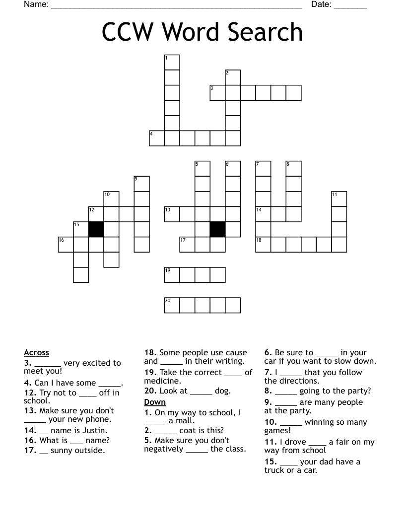 CCW Word Search Crossword