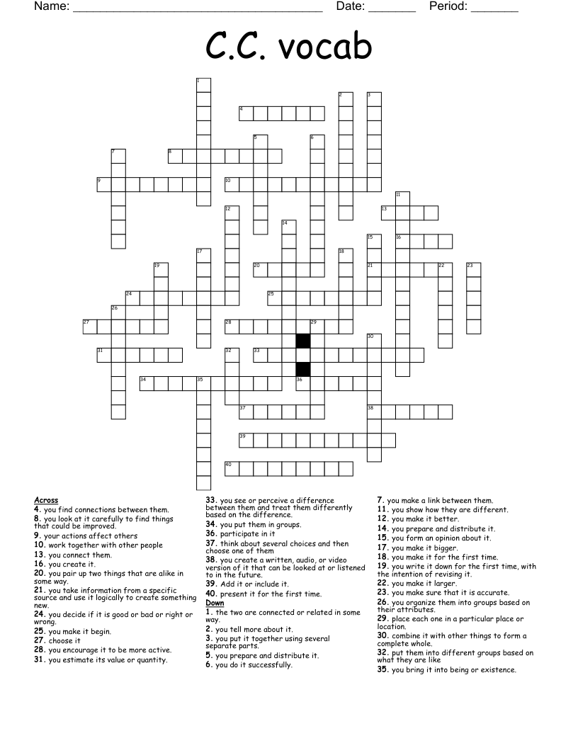 C.C. vocab Crossword