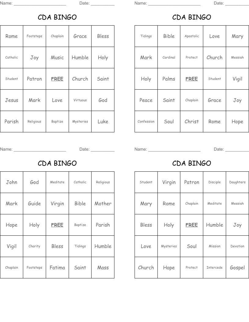 CDA BINGO