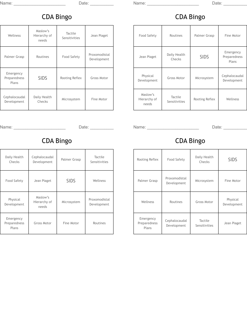 CDA Bingo
