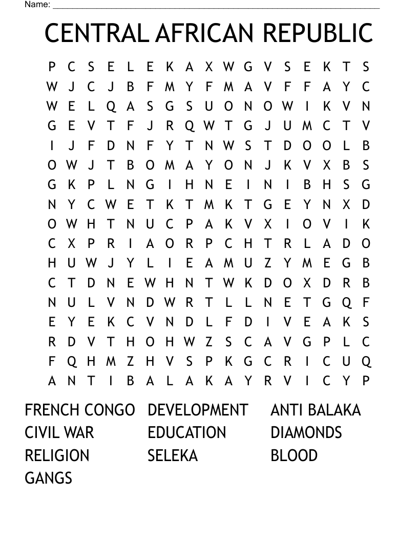 CENTRAL AFRICAN REPUBLIC Word Search